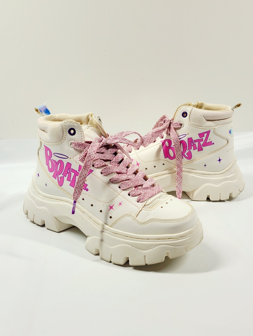Zara Bratz High Top‎ Chunky White And Pink Platform Sneakers 5.5-6